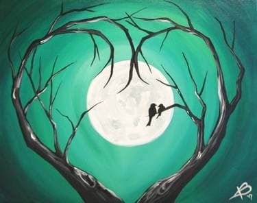 Love in Turquoise Moonlight - Paint and sip event at Roque Pub in Orlando, FL - PaintNite.com