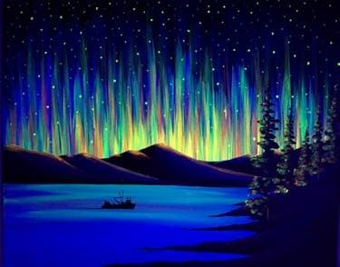 Black Light Northern Lights the Way - Paint and sip event at Poco Inn & Suites Hotel in Port Coquitlam, BC - PaintNite.com