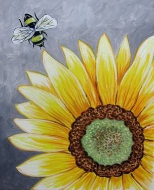 Bee-utiful Sunflower - Paint and sip event at Cabreras Mexican Cuisine Pasadena in Pasadena, CA - PaintNite.com