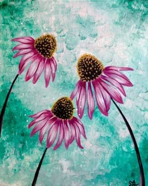 Happy Little Cone Flowers - Paint and sip event at Bluemont Vineyard in Bluemont, VA - PaintNite.com