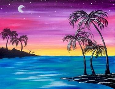 Beach Palm Paradise - Paint Nite event in Sacramento , CA