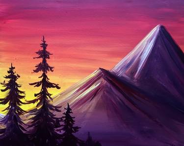 Mountains at sunset — Painting