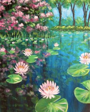 Lily Pond Reflections — Painting