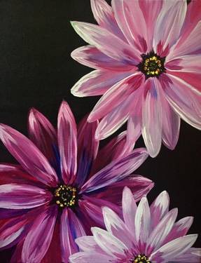 Paint Nite: Purple Daisy Blooms — Painting