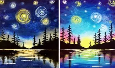 Starry Lake Partner Painting at 3 Brewers - Kanata Centrum — Painting