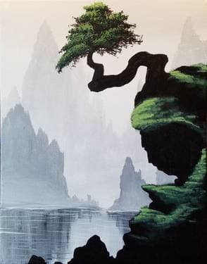 Bonsai Cliffs - Paint and sip event at Mt. Baldy Brewing in Upland, CA - PaintNite.com