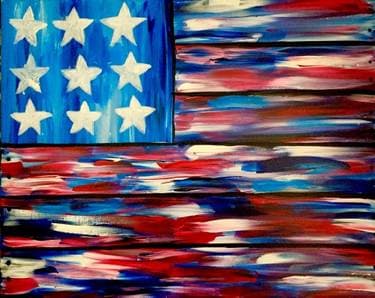 American Flag Faux Wood Board - Paint and sip event at Barleycorn's Florence in Florence , KY - PaintNite.com