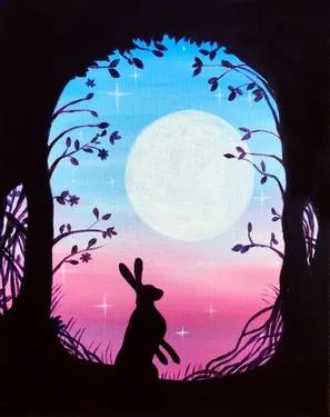 The Rabbit and the Moon — Painting