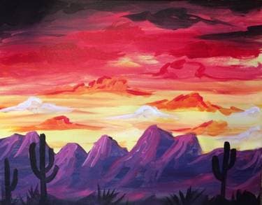 Desert Mountains - Paint and sip event at P.F. Chang's Superstition Springs in Mesa, AZ - PaintNite.com