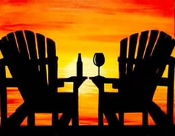 Muskoka Chairs Sunset with Drinks thumbnail