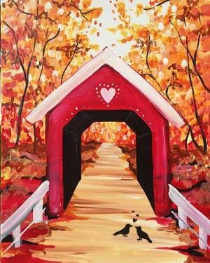 Love Birds Under Covered Bridge - Paint Nite event in BLOOMINGTON, IL