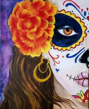 Day of the Dead Calavera "Sugar Skull" - Paint and sip event at El Jacal in Sweetwater, TN - PaintNite.com