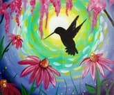 Midsummer Moonlit Hummingbird and Flowers thumbnail