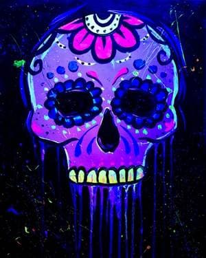 Black Light Calavera "Sugar Skull" - Paint and sip event at Grafted Cellars Winery & Restaurant in Claremont, CA - PaintNite.com