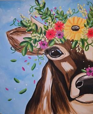 Flower Crown Cutie Cow — Painting