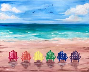 Rainbow Beach Chairs - Paint and sip event at Craft Beer Market Ottawa in Ottawa, ON - PaintNite.com