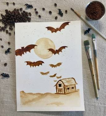On Demand:Bats Out of the Barn - Instant Coffee Painting with Amy Holsten