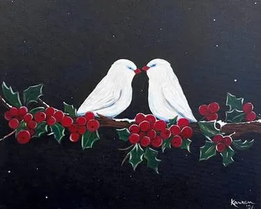 Holly Love Birds, 12/22/26 — Painting