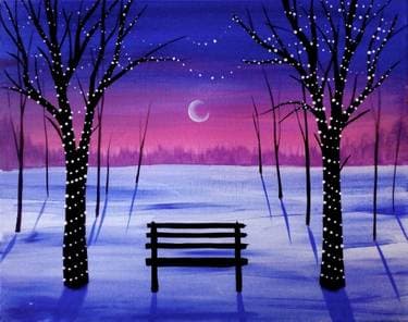 Winter Tree Lights - Paint and sip event at Pizza Rustica in Toronto, ON - PaintNite.com