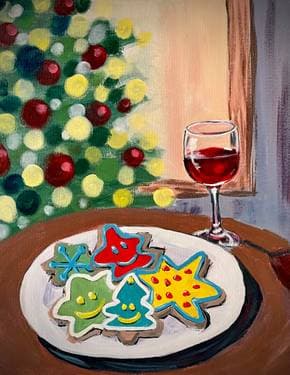 Santa wants a glass of red - Paint and sip event at Annies sur le Lac in Sainte-Anne-de-Bellevue, QC - PaintNite.com