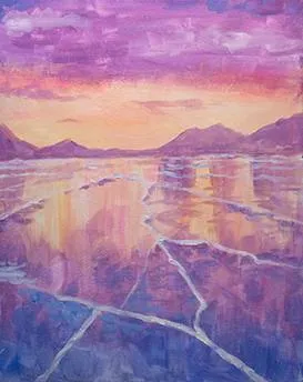 Saturday Frozen Lake — Painting