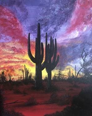 Cactus In The Sunset - Paint Nite event in Glendale, AZ