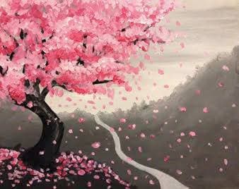 Japanese Cherry Blossom - Paint and sip event at Palooza Brewery & Gastropub in KENWOOD, CA - PaintNite.com