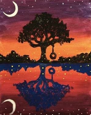 Fireflies Sunset - Paint and sip event at Mountain Mike's Pizza in Santa Rosa, CA - PaintNite.com