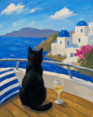 Cat in Greece at Murphy's Irish Pub — Painting