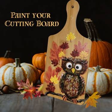 Fall Owl Cutting Board Craft Night at Mt. Baldy Brewing — Painting