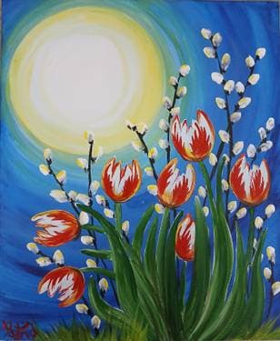 Canada Celebration Tulips - Paint and sip event at One Eyed Jack Pub Lindsay in Lindsay, ON - PaintNite.com