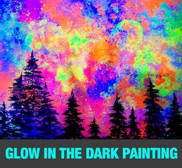 Fantasy Forest Glow in the Dark Blacklight - Paint and sip event at Brasserie Le Manoir Pointe-Claire in Pointe-Claire, QC - PaintNite.com