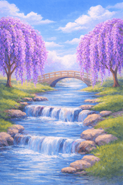 Wisteria River Falls — Painting