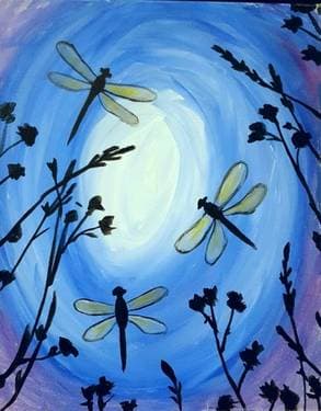 Dragonflies 1 - Paint and sip event at Elixir Lounge in Holladay, UT - PaintNite.com