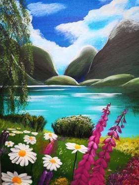 Wild Flowers Mountainside - Paint and sip event at Pete's Restaurant and Brewhouse - Yuba City in Yuba City, CA - PaintNite.com