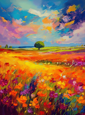 Summer Storm in the Fileds — Painting