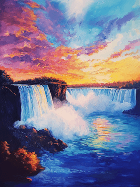Niagara Falls at Sunset — Painting
