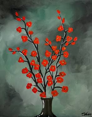 Red Cherry Blossoms - Paint and sip event at The Tap - Regina in Regina, SK - PaintNite.com