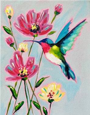Hummingbird Floral - Paint and sip event at Finn's Irish Pub (Parktown Hotel) in Saskatoon, SK - PaintNite.com