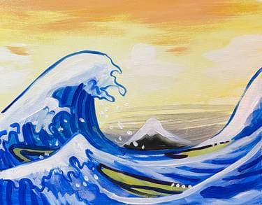 Japanese Woodblock Wave - Paint Nite event in Brampton, ON