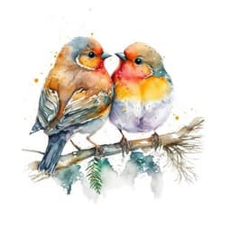 "WATERCOLOR Lovebirds thumbnail