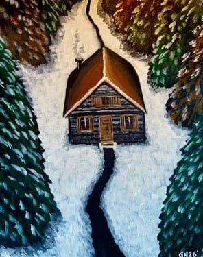 The Winter Cabin — Painting