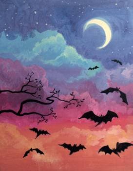 Batty Bats - Paint and sip event at Nu Kitchen (Worcester) in Worcester, MA - PaintNite.com