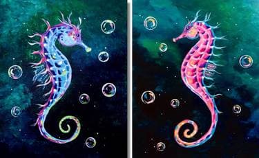 Mystic Seahorse Love Partner Painting - Paint and sip event at Novotel Toronto Centre in Toronto, ON - PaintNite.com