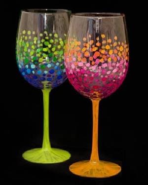 Colorful Circles Wine Glasses - Paint and sip event at Hastings Racecourse & Casino in Vancouver, BC - PaintNite.com