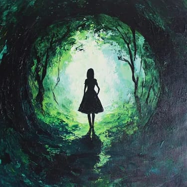 The Girl Who Went Down the Rabbit Hole — Painting