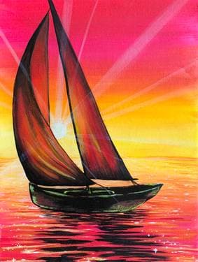 Sunray Sailboat Silhouette - Paint Nite event in Calgary, AB