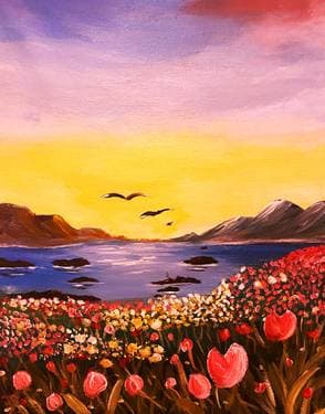 Whimsical Tulip Dreamscape - Paint and sip event at Moe's Bar & Grill in Pointe-Claire, QC - PaintNite.com