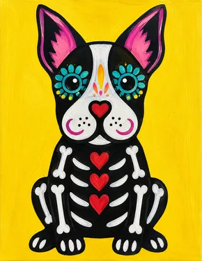 Dia de los Muertos Puppy — Painting