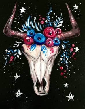 American Bull Skull - Paint Nite event in Edmonton , AB